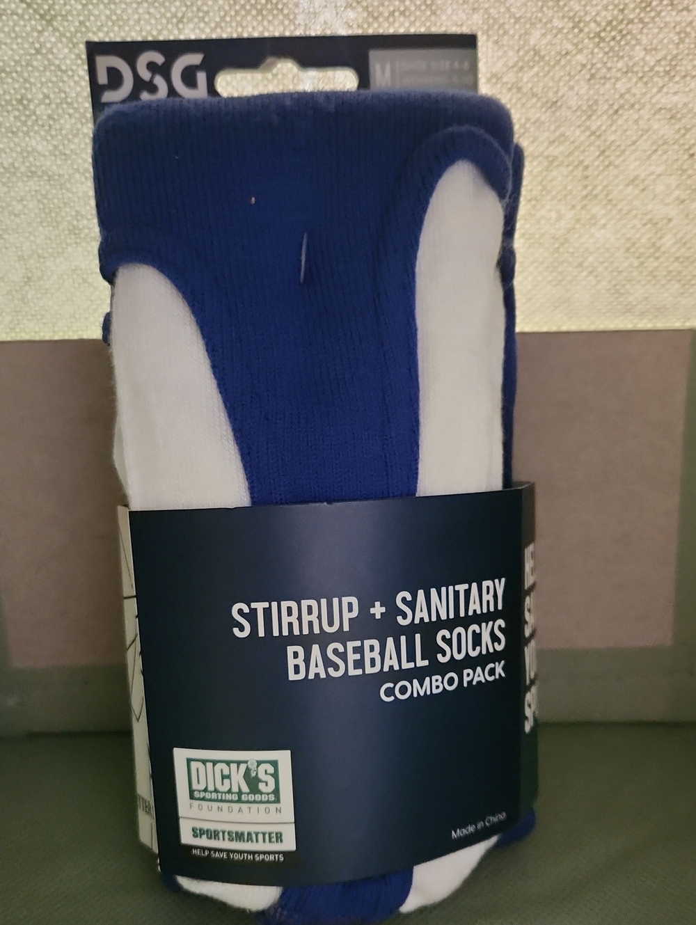 DSG Stirrup + Sanitary Baseball Socks - Royal Blue & White Size M